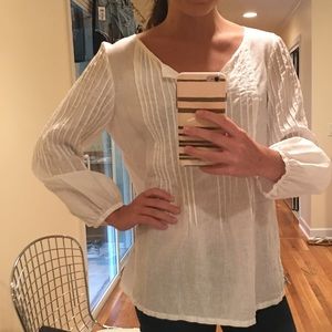 Talbots White Linen Top