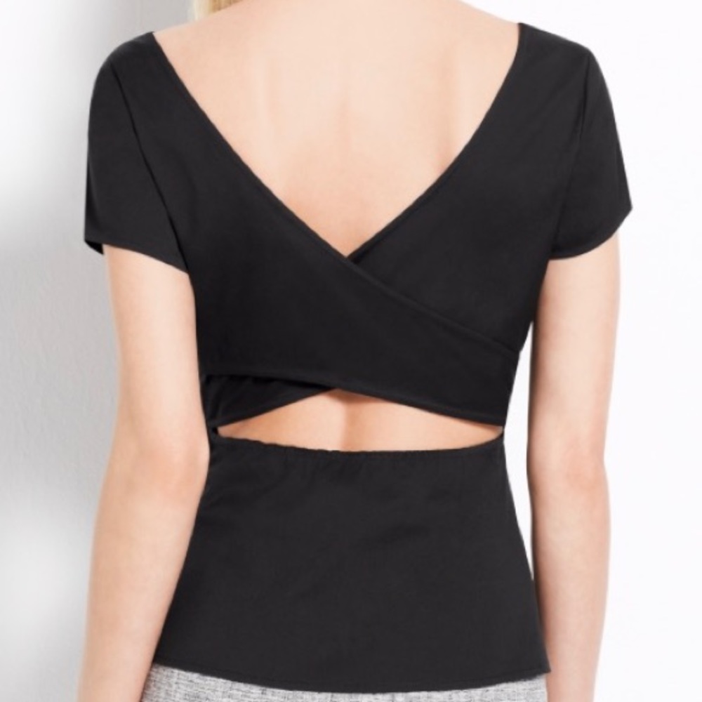 Ann Taylor Criss-Cross Black Top in Black