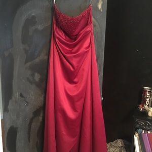 Full length red dress with bead work
