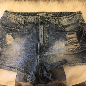 high rise denim shorts