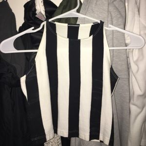 Black and White striped crop top