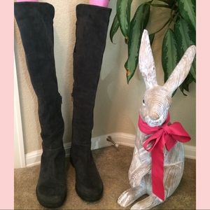 Stuart Weitzman Over Knee Charcoal Gray Suede Boot