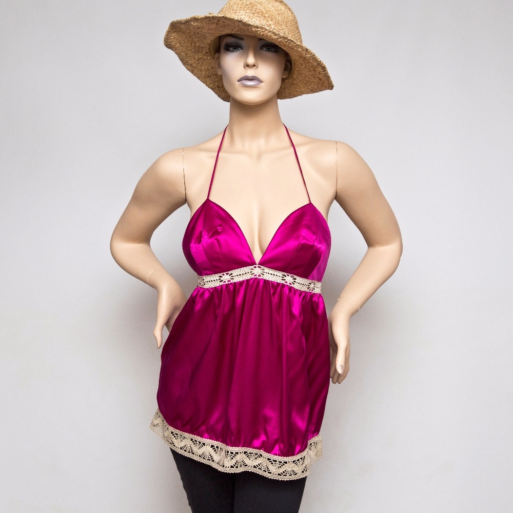 Ingwa Melero Magenta Charmeuse Cuenca Spag Top
