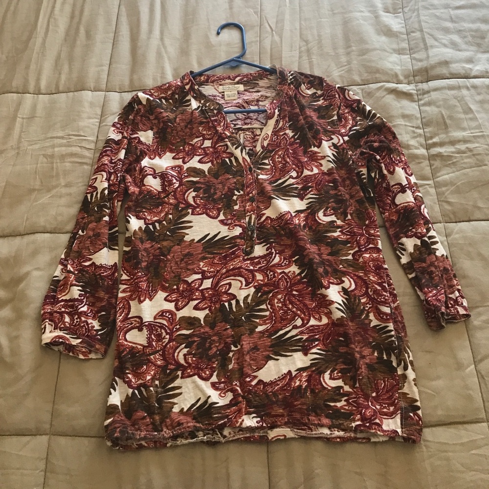 Floral 3/4 sleeve Luck Brand top