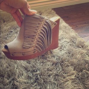 Sbicca wedged heel with fringe!! Must have!!! New!