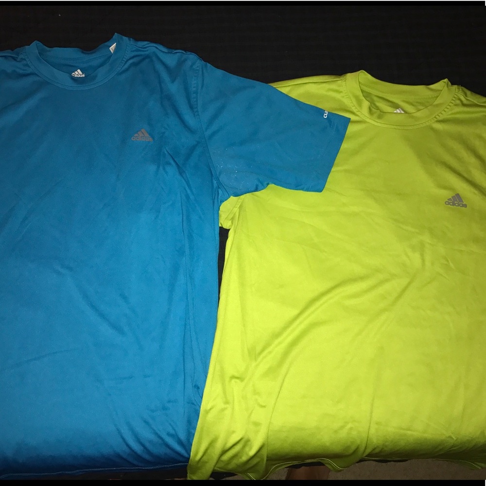 (2) Men's Large Adidas athletic shirts.