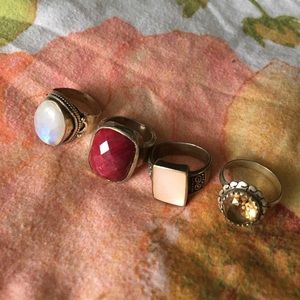 Set of 4 Sterling Silver Cocktail Rings