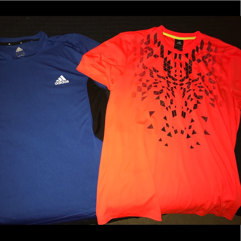 (2) Men's Large Adidas athletic shirts.