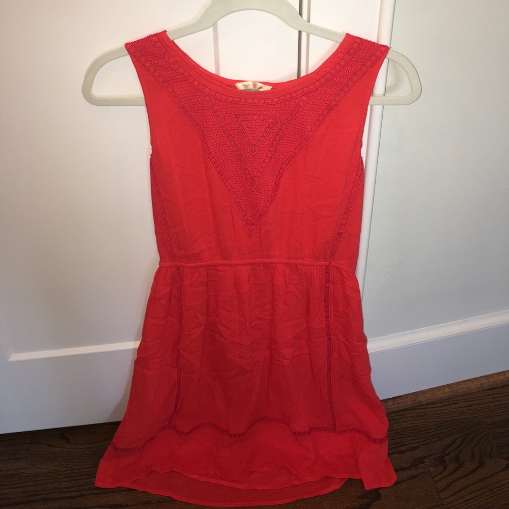 Red embroidered dress