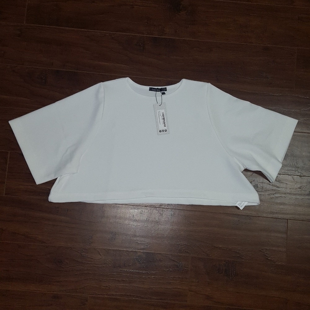 BooHoo White Crop Top
