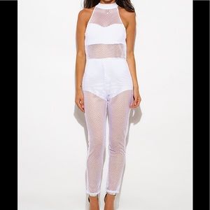 White fishnet bodysuit