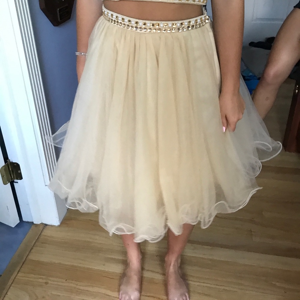 Two-Piece Gold Dress
