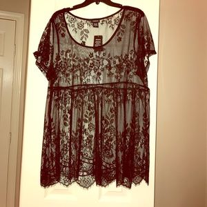 Sheet, see through lace shirt