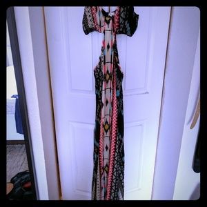 Cutout Santa Fe print dress