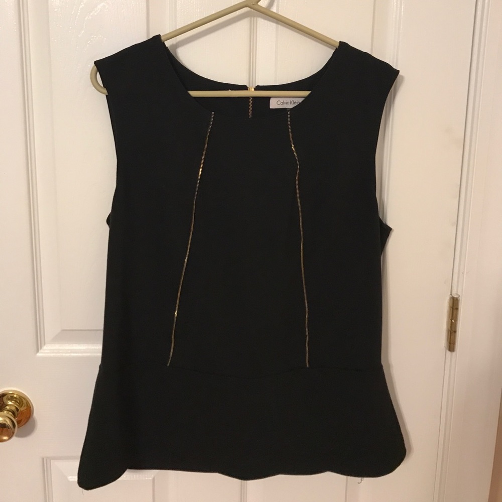 Black Calvin Klein Top with gold Zipper detail