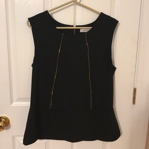 Black Calvin Klein Top with gold Zipper detail