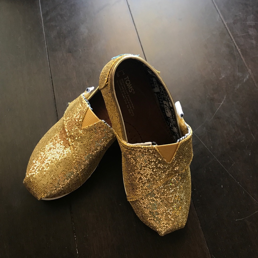 Toms glitter gold shoes