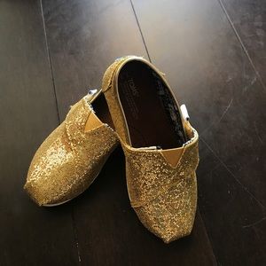 Toms glitter gold shoes