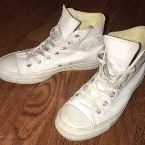 Leather white converse high tops