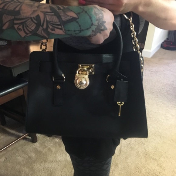 NWOT Medium Black MK Saffiano satchel - Picture 6 of 8