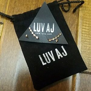 Luv AJ Rose Gold Kite Stud & Crawler Earring Set