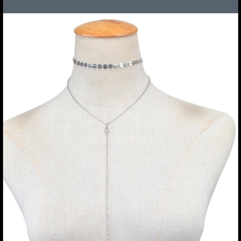 ⭐️ Last One⭐️ Delicate coin choker w/drop gem NWOT