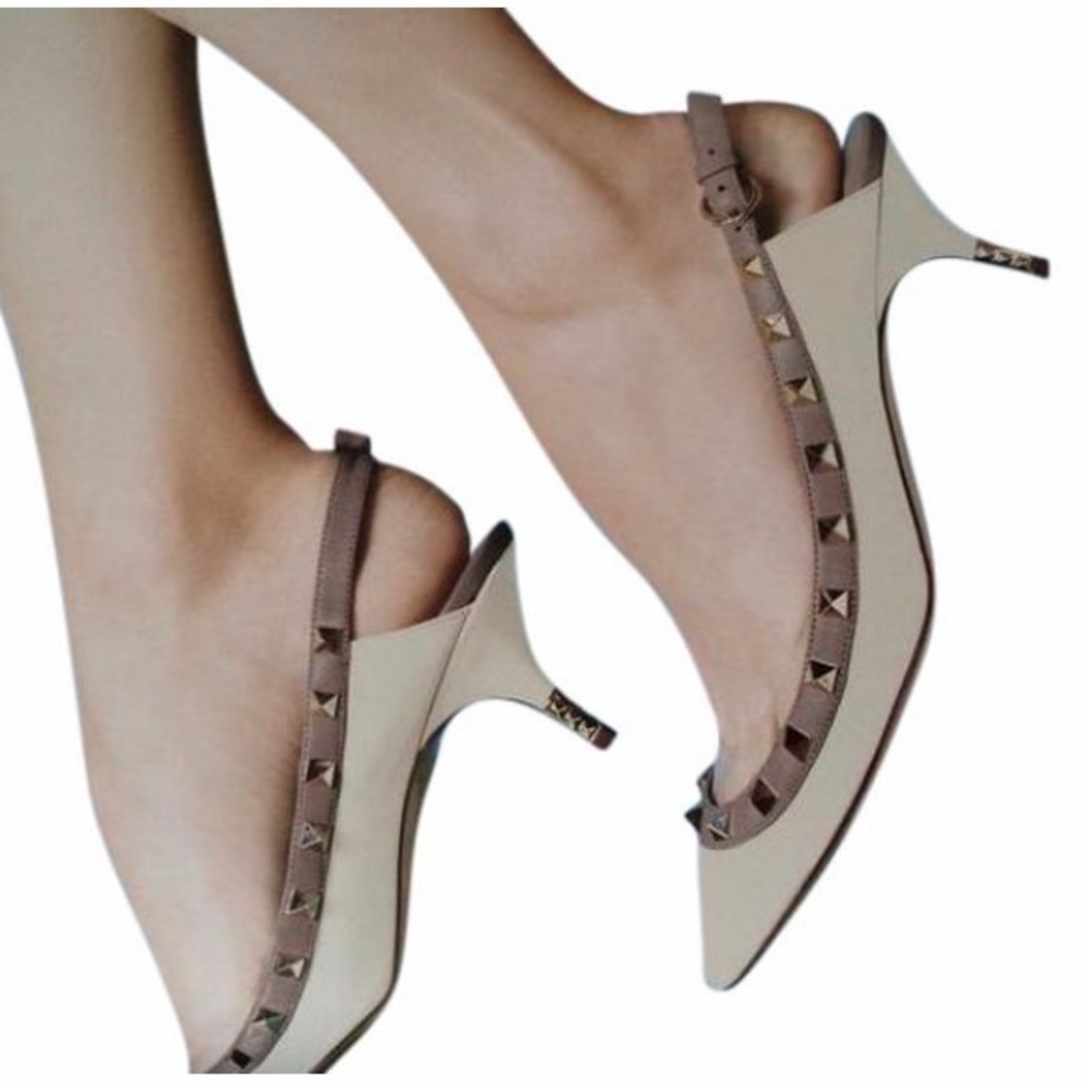Valentino Rockstud Kitten Heels Slingback