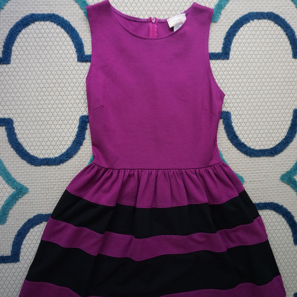 Purple/Black Knit Fit & Flare Mini Dress