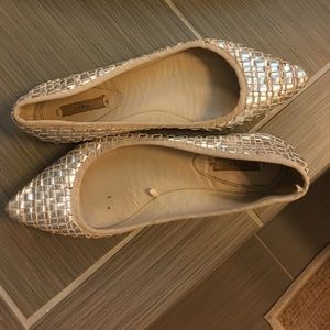 Zara silver and nude flats