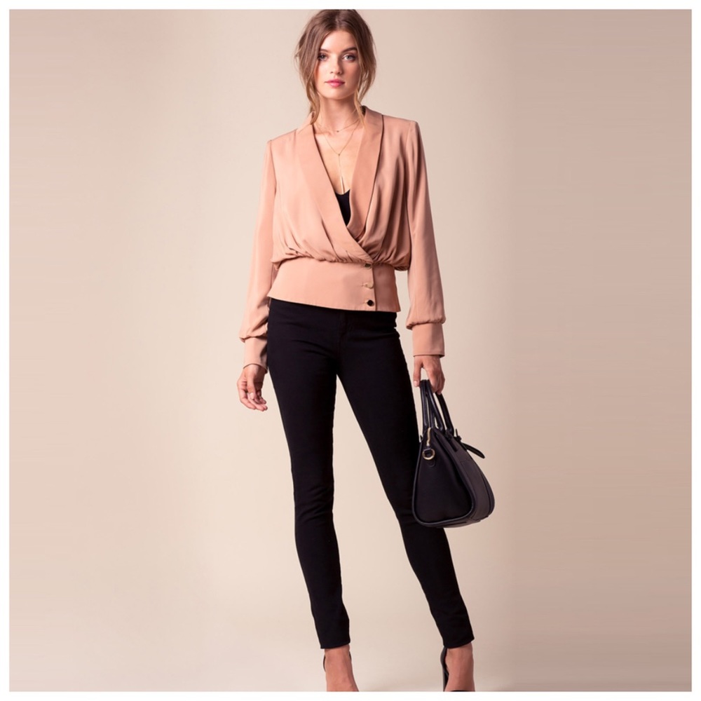 ‼️LAST ONE Silky Coral Peach Draping Button Top - Picture 3 of 6