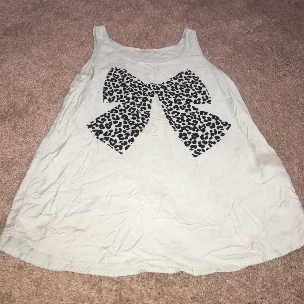 Mint patterned bow tank top