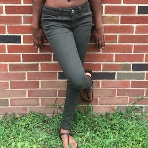 Dark Green Mid-Rise Jeans