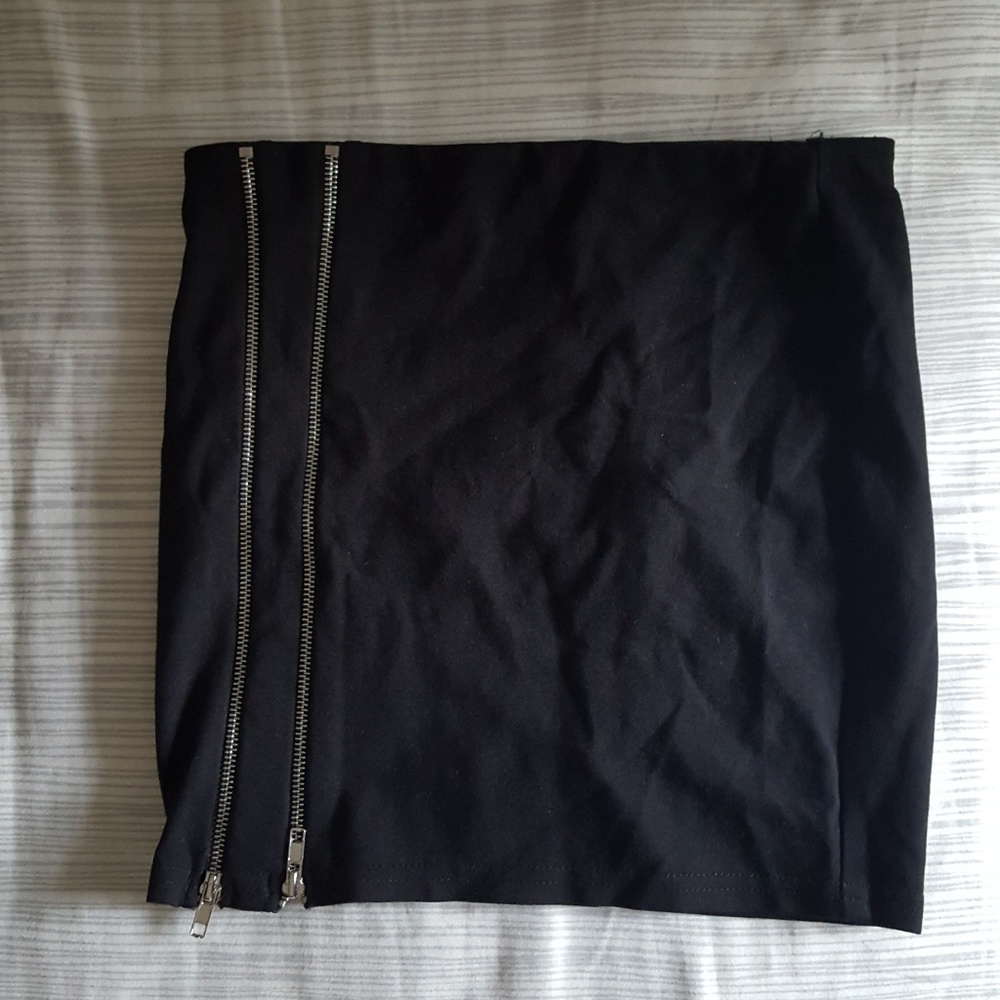 AQUA Double Zipper Bodycon Skirt