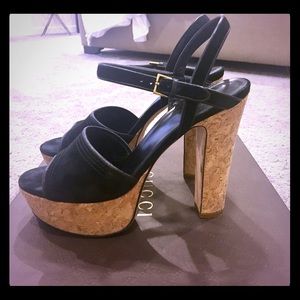 Black Suede Gucci Platform Sandals