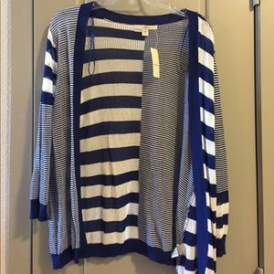 Navy and White open knit sweater