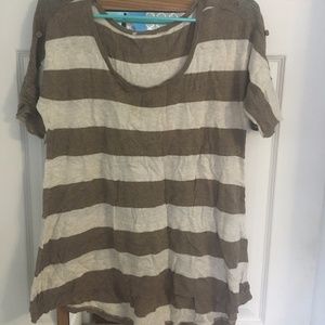 Brown and Cream Striped Sweater Top