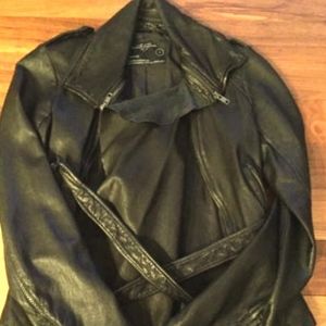 Auth AllSaints Black leather biker jacker size 6