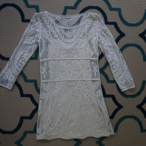Cream Lace Sheath Dress