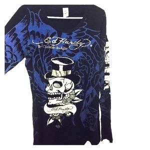Ed Hardy Black And Blue Top