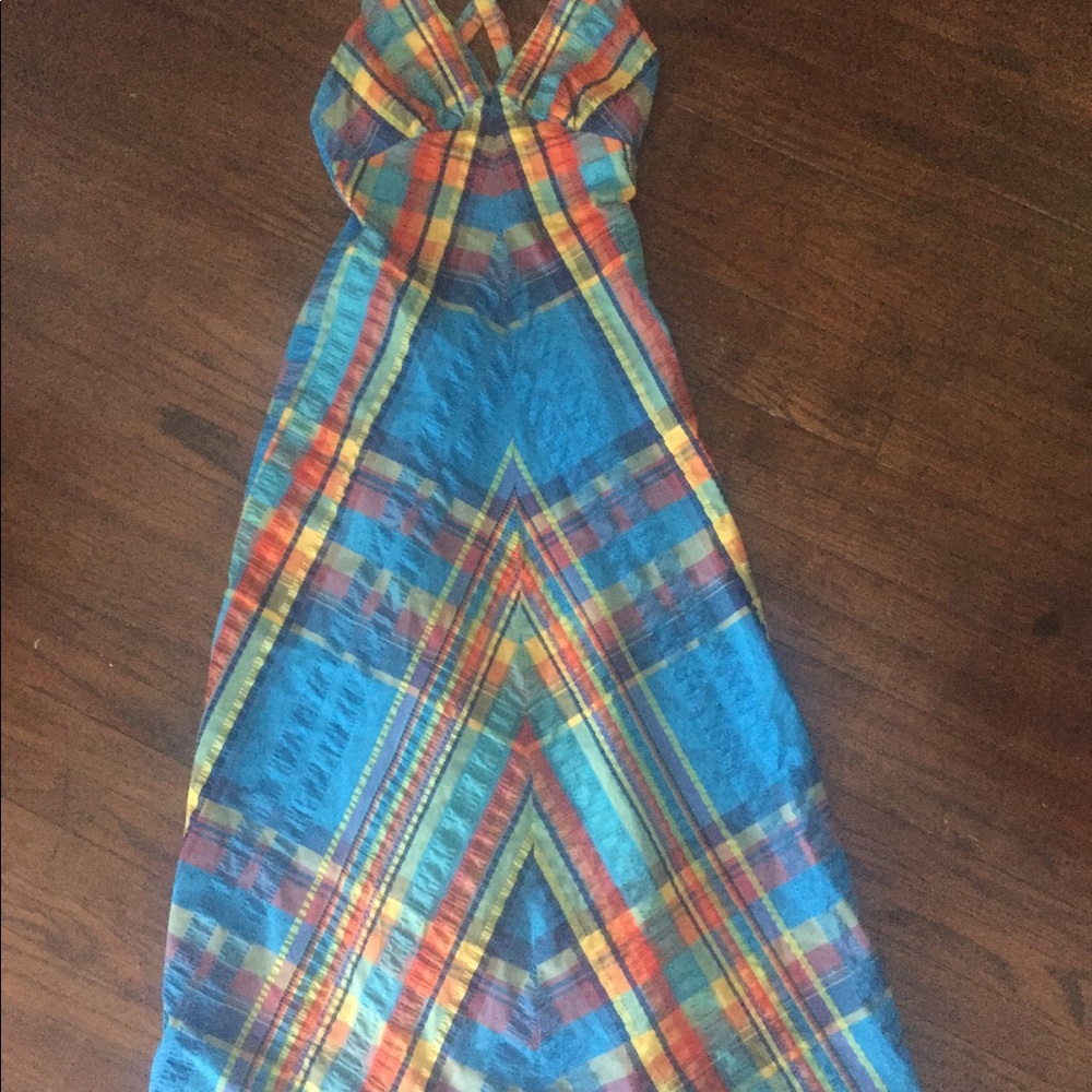 Vintage madras plaid maxi dress