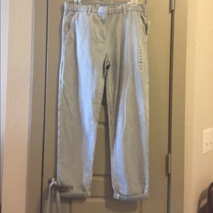 Blue and white pin strip khakis from Gap