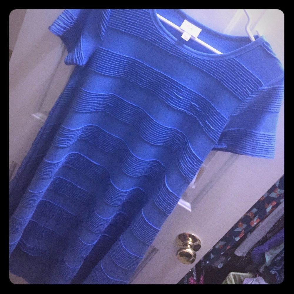 Unicorn Blue Lularoe Ruffle Carly NWT XS