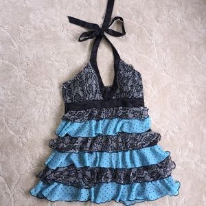 2B Bebe Floral and Polka Dot Ruffle Top