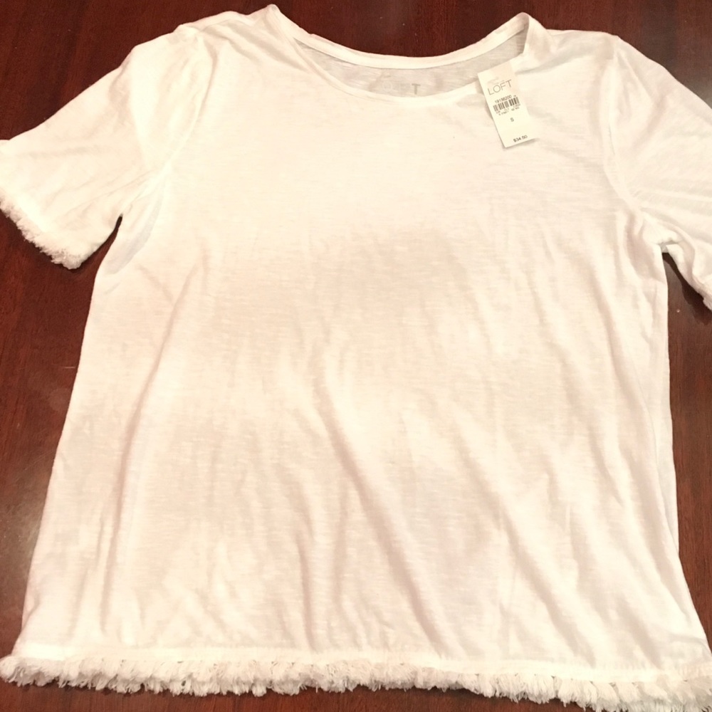 Loft white Tee with tassel.