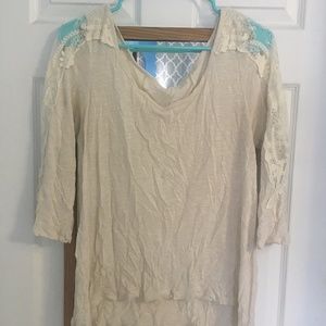 Cream Quarter Sleeve Shirt with lace sleeves