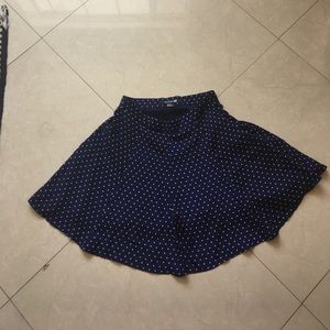 Blue and white polka dot skirt