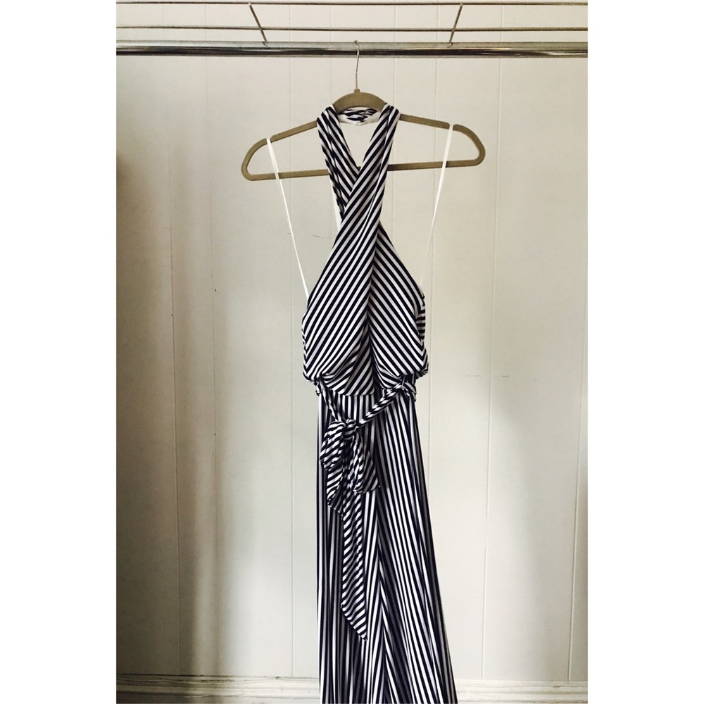 RALPH LAUREN Wide leg Striped Jumpsuit