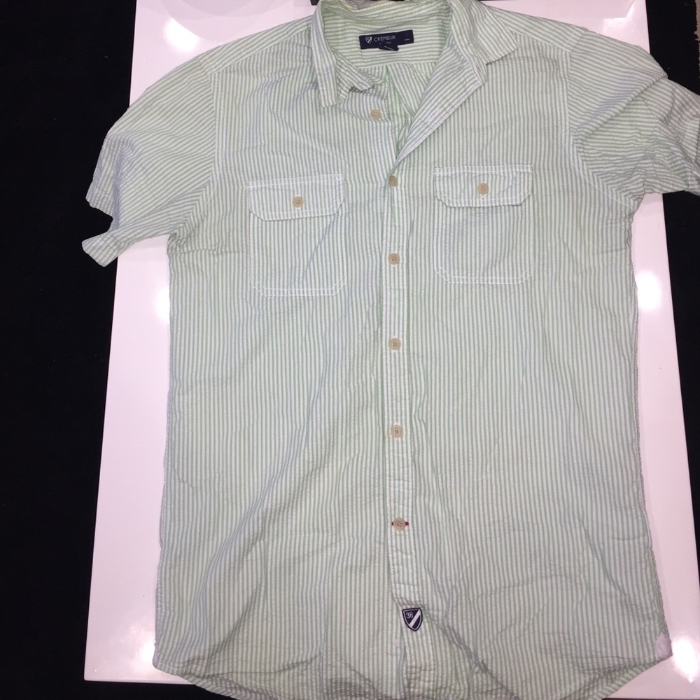 Cremieux: Green/White Striped Short Sleeve, S