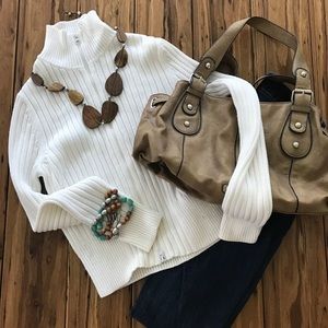 White Express Zipper Down Cardigan