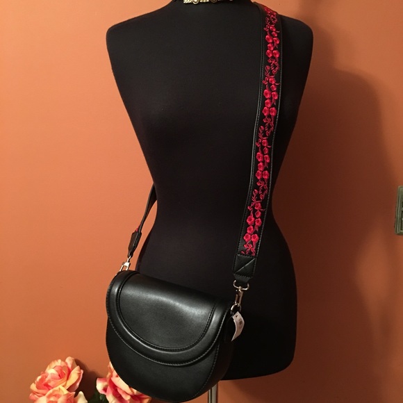 Embroidered Strap Crossbody Saddle Bag, NWT - Picture 2 of 7